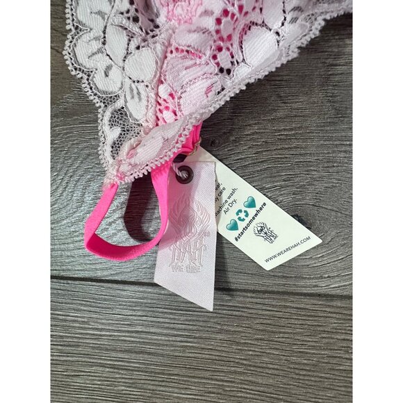 We Are HAH Bralette Free People On the Double Bubblegum Pink Lace NWT XS - Picture 3 of 8